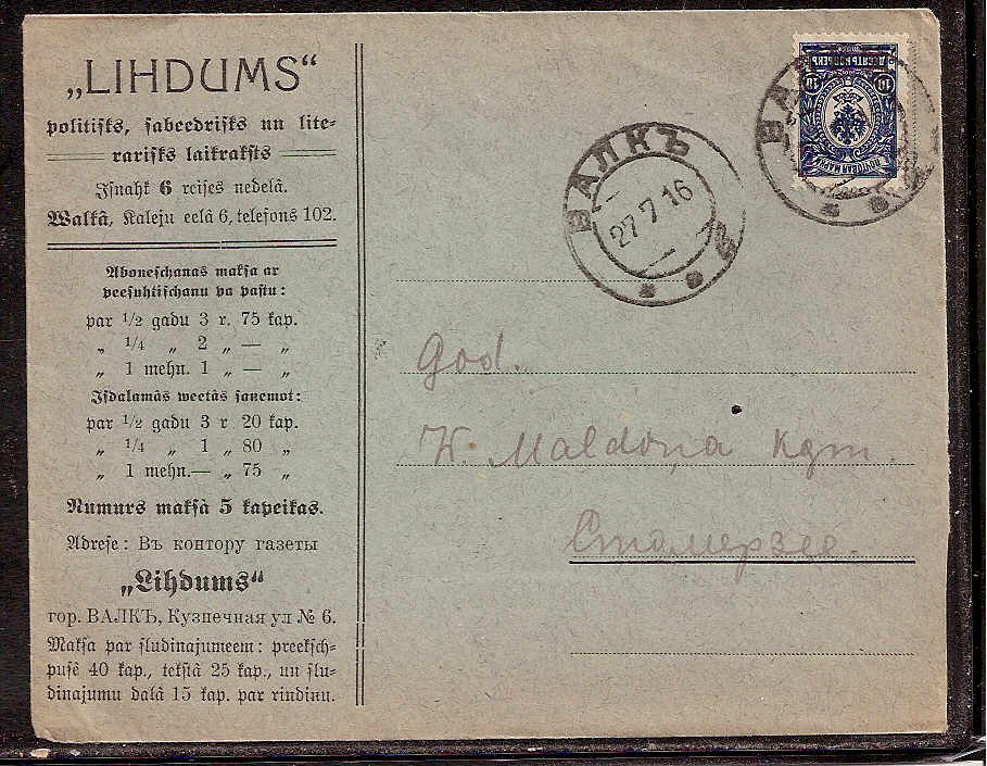 Russia Postal History - Advertising Covers Advertising covers Scott 1916 