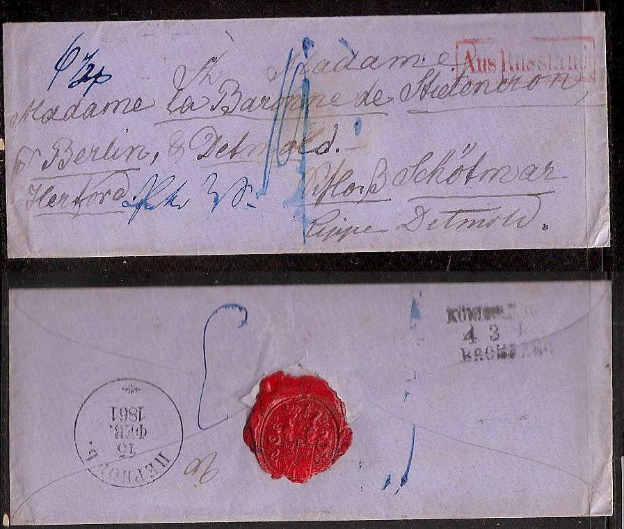 Russia Postal History - Stampless Covers PERNOV Scott 2601861 