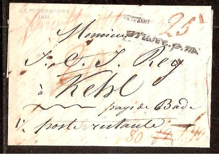 Russia Postal History - Stampless Covers ST.PETERSBURG Scott 4001811 