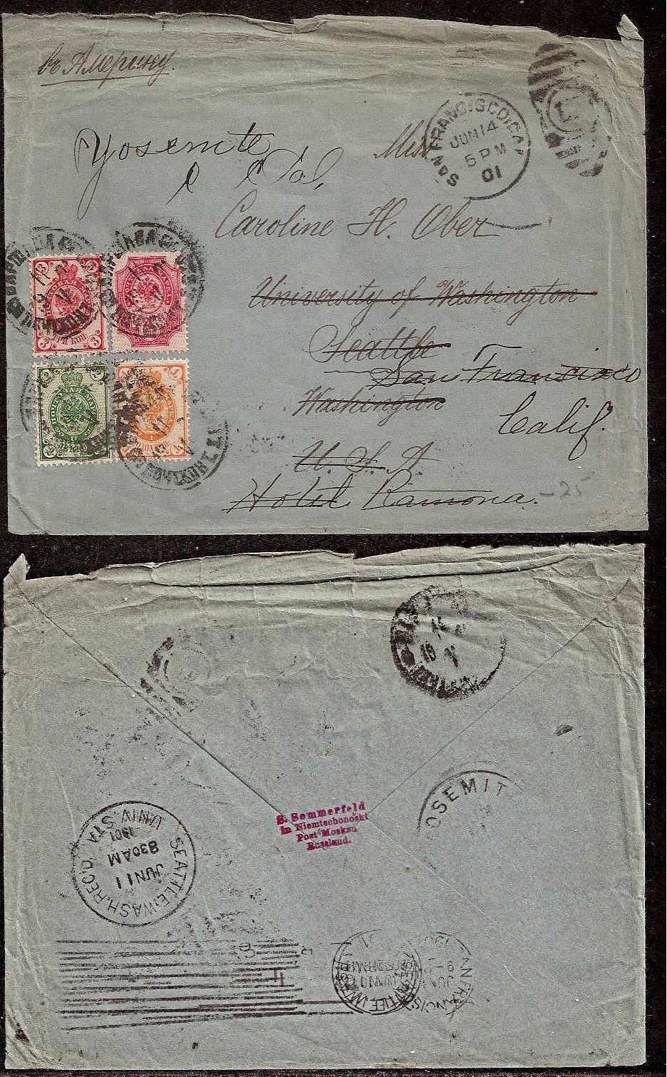 Russia Postal History - 1857-1917 Issues 1889-92 (Horizontally laid) Scott 41.. 