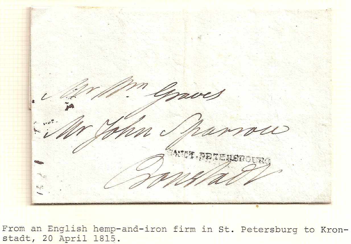 Russia Postal History - Stampless Covers ST.PETERSBURG Scott 4001815 
